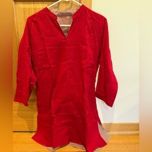 NWOT W Women’s Silk Red V-Neck Tunic Top
